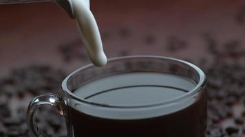 Cream pouring into coffee in slow motion shot on Phantom Flex 4K at 1000 fps video