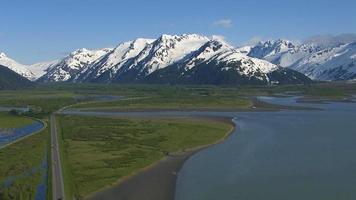 Aerial shot of Alaska, nature and roadway video