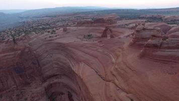 Aerial view of Delicate Arch at Arches National Park, Utah video