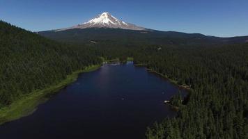 Aerial shot of Trillium Lake and Mt. Hood, Oregon video