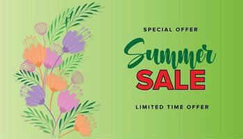 Plantilla de banner tropical de venta de verano de lujo colorido vector