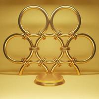 Minimal scene with gold podium and ring 3d rendering photo