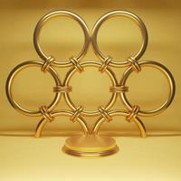 Minimal scene with gold podium and ring 3d rendering photo