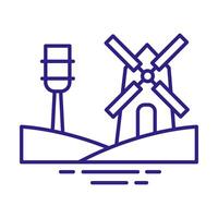 windmill building line style icon vector