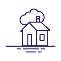 house front facade with cloud line style icon vector