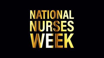 Loop NATIONAL NURSES WEEK golden text isolate banner video