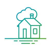 house front facade with cloud gradient style icon vector