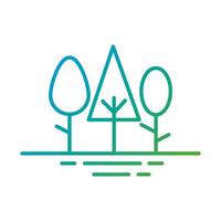 iconos de estilo degradado de plantas de árboles forestales vector