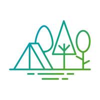 tent in forest gradient style icon vector