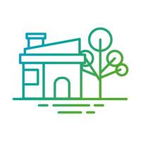 house front facade with tree gradient style icon vector