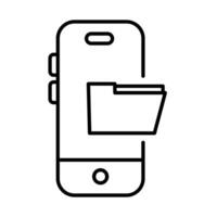 smartphone with folder payments online line style vector