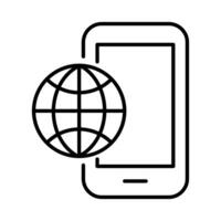 smartphone with sphere browser payments online line style vector
