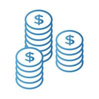 coins money dollars gradient style icon vector