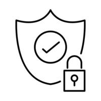 shield with padlock line style icon vector