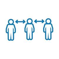 figures humans with arrows social distance line style vector