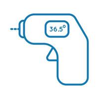 thermometer laser with covid19 particles line style vector