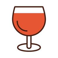 wine cup line and fill style icon vector