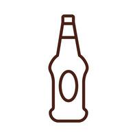 beer bottle drink international day line style vector