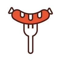 fresh sausage in fork line and fill style icon vector