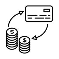 tarjeta de crédito con pago de monedas estilo de línea en línea vector