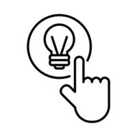 bulb light with hand indexing line style vector