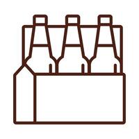 beers bottles in basket drinks international day line style vector