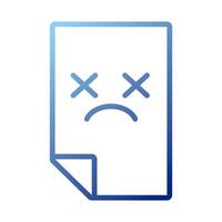 paper document with face sad gradient style icon vector