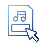 paper document with music note and arrow index gradient style icon vector