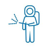 man with biosafety suit line style icon vector