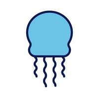 jellyfish sea animal line and fill style icon vector