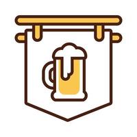 jarra de cerveza, bebida, en, etiqueta, colgante, día internacional, línea, y, relleno, estilo vector