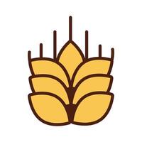 wheat spike line and fill style icon vector