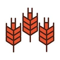 wheat spikes line and fill style icon vector