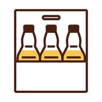 beers bottles in basket drinks international day line and fill style vector