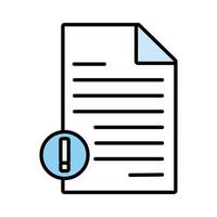 paper document with alert symbol line and fill style icon vector