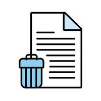 paper document with waste bin line and fill style icon vector