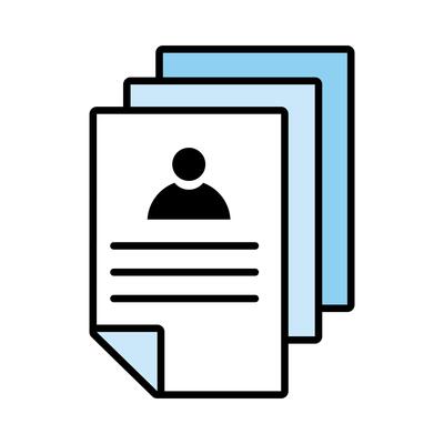 papers documents with curriculum line and fill style icon