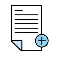 paper document with pluss line and fill style icon vector