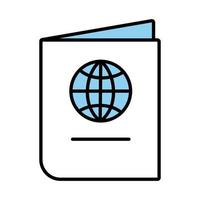 icono de estilo de relleno y línea de documento de pasaporte vector