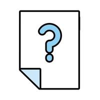 documento en papel con línea de símbolo de pregunta e icono de estilo de relleno vector