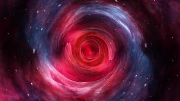 volo spaziale attraverso il vortice di wormhole spaziale rosso colorato video