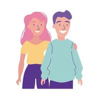 happy friendship day celebration with couple pastel flat style vector