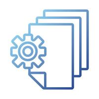 papers documents with gear gradient style icon vector