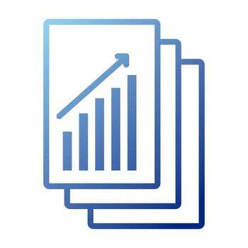 documentos documentos con barras de estadísticas icono de estilo degradado vector