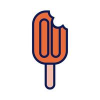 ice cream in stick line and fill icon vector