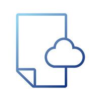 paper document with cloud computing gradient style icon vector