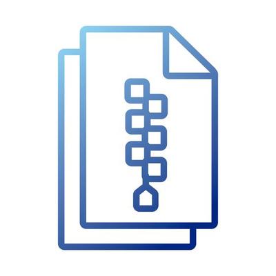 papers documents with zip gradient style icon