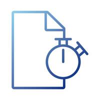 paper document with chronometer gradient style icon vector