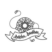 happy raksha bandhan flower wristband accessory and ribbon frame line style vector