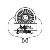 happy raksha bandhan flower wristband accessory line style vector